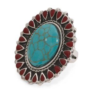 SEED & SAGE Mexico Sterling Silver Turquoise Jasper Burst Ring